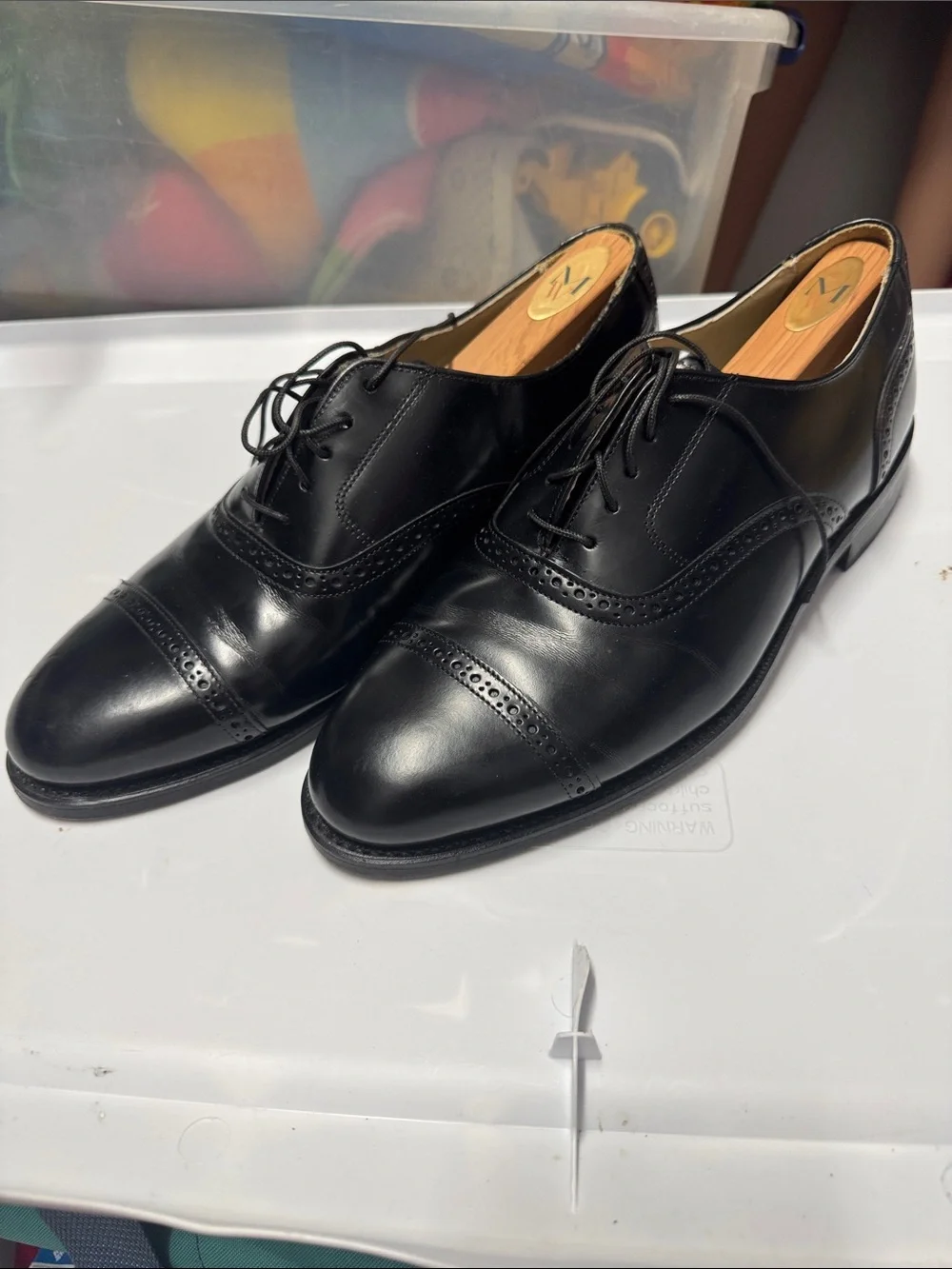 NEW Old Stock Bostonian USA Classics Black Leather Dress Shoes Mens 9.5 Oxfords